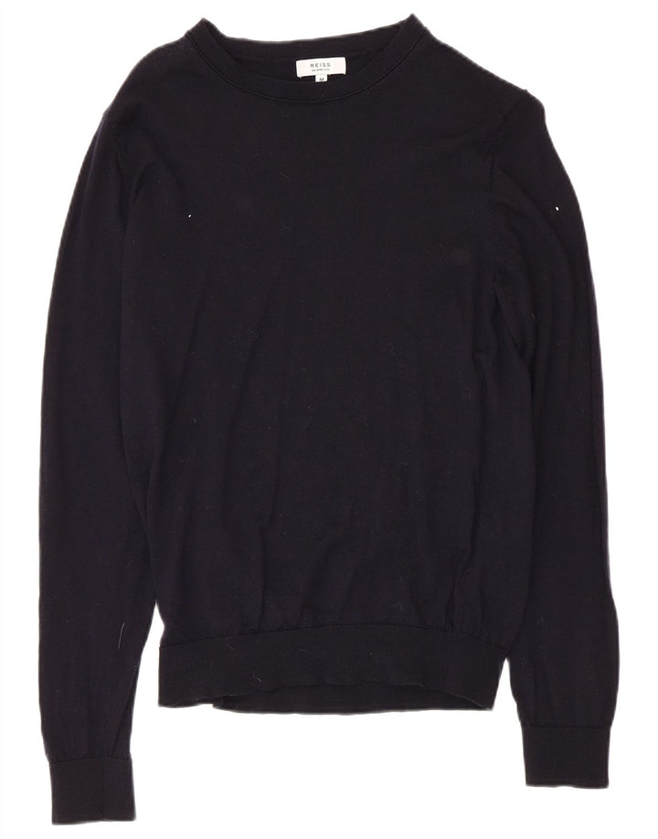 Женский свитер с вырезом «лодочка» REISS UK 12, средний темно-синий, шерсть