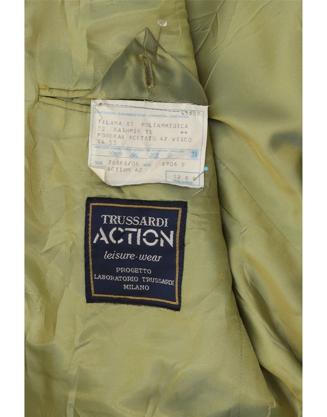 Trussardi Мужской пиджак на двух пуговицах IT 52 XL Зеленый Шерстяной