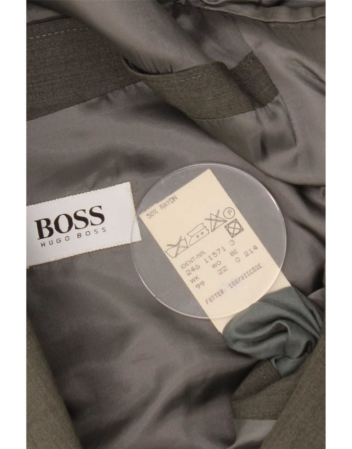 Мужской двубортный пиджак Hugo Boss EU 54 2XL Серый шерстяной