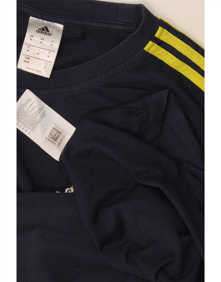 Мужской топ Adidas Climalite с графическим принтом и длинным рукавом, средний темно-синий, хлопок