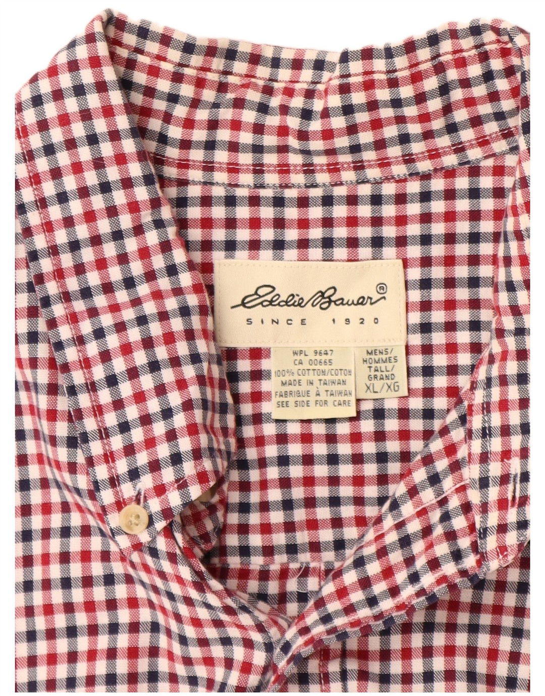 Мужская рубашка с коротким рукавом Eddie Bauer, XL, красный, хлопок в мелкую клетку