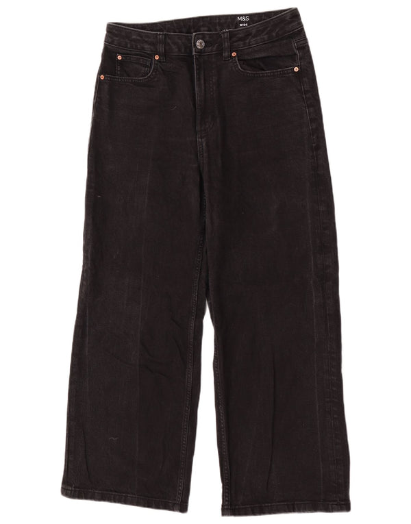 Женские широкие джинсы Marks & Spencer UK 12, средние W30 L28, черный хлопок