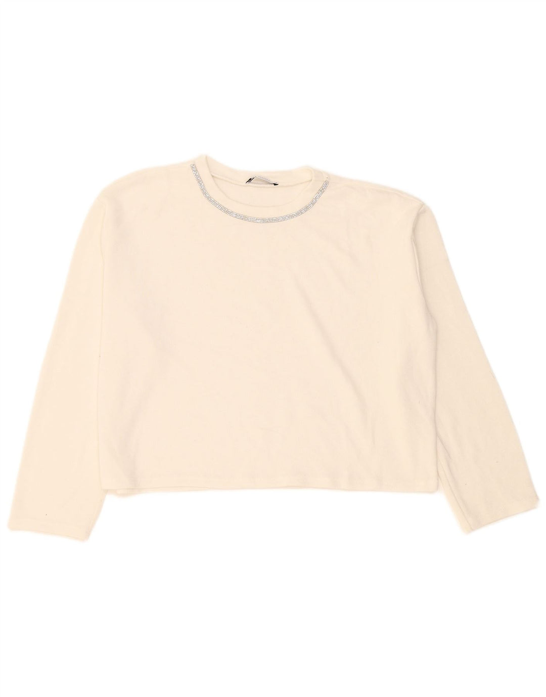 Женский укороченный топ оверсайз с длинным рукавом Zara UK 14, средний белый