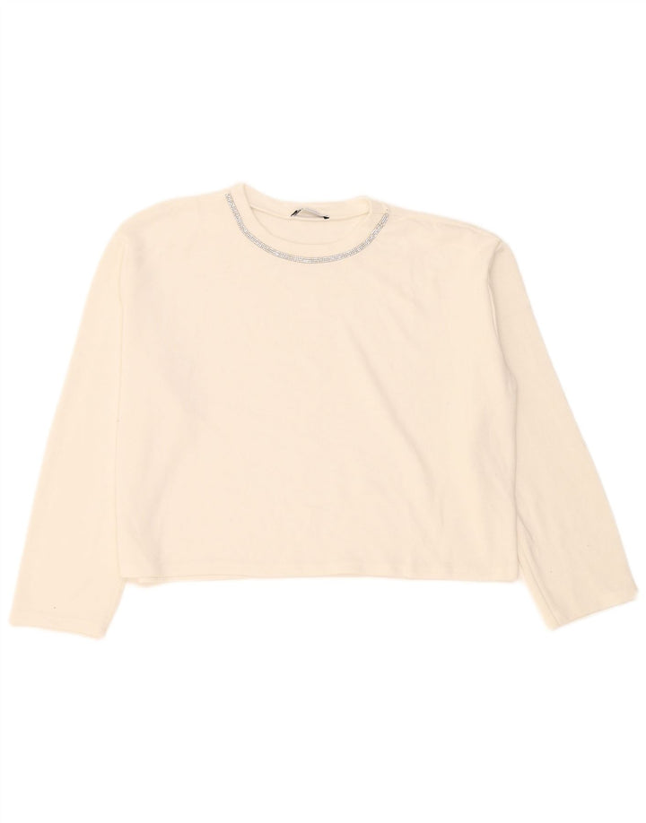 Женский укороченный топ оверсайз с длинным рукавом Zara UK 14, средний белый