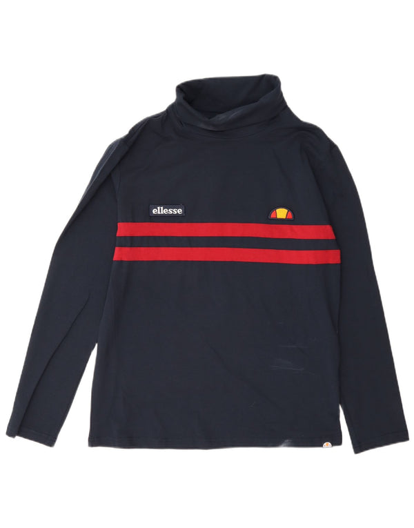 Женский топ Ellesse с длинным рукавом UK 16, большой размер, темно-синий, хлопок с цветными блоками