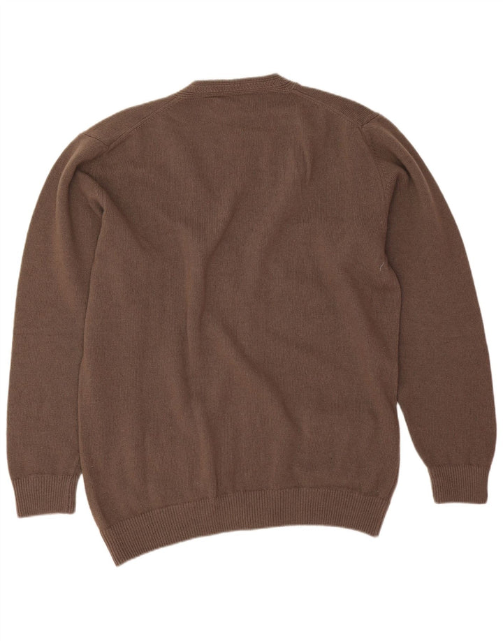 Винтажный мужской кардиган-свитер 2XL из коричневой шерсти