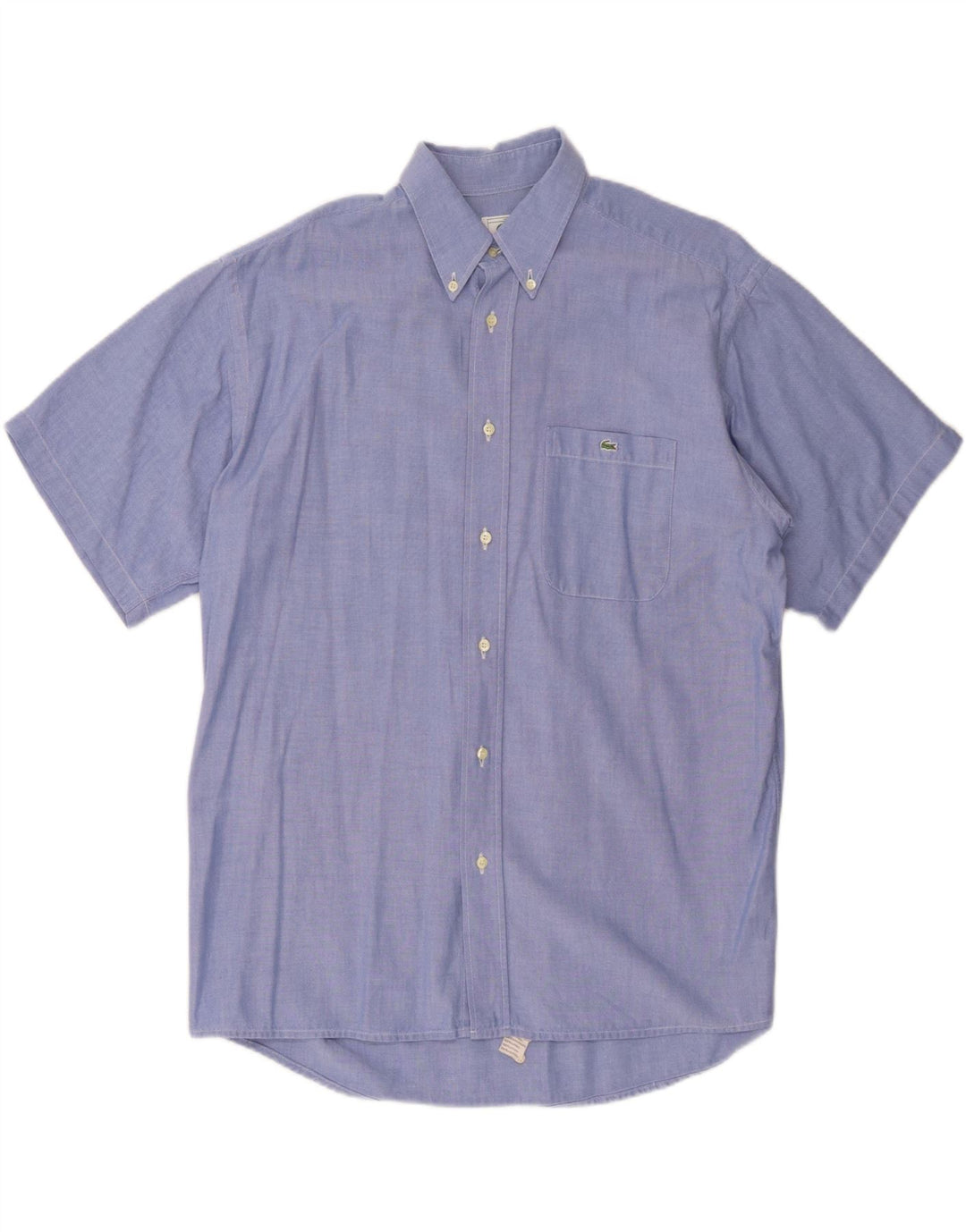 Мужская рубашка с коротким рукавом Lacoste, размер 42, большая синяя, хлопок