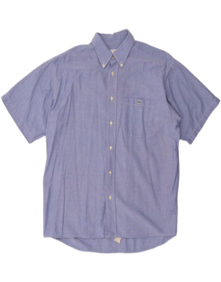 Мужская рубашка с коротким рукавом Lacoste, размер 42, большая синяя, хлопок