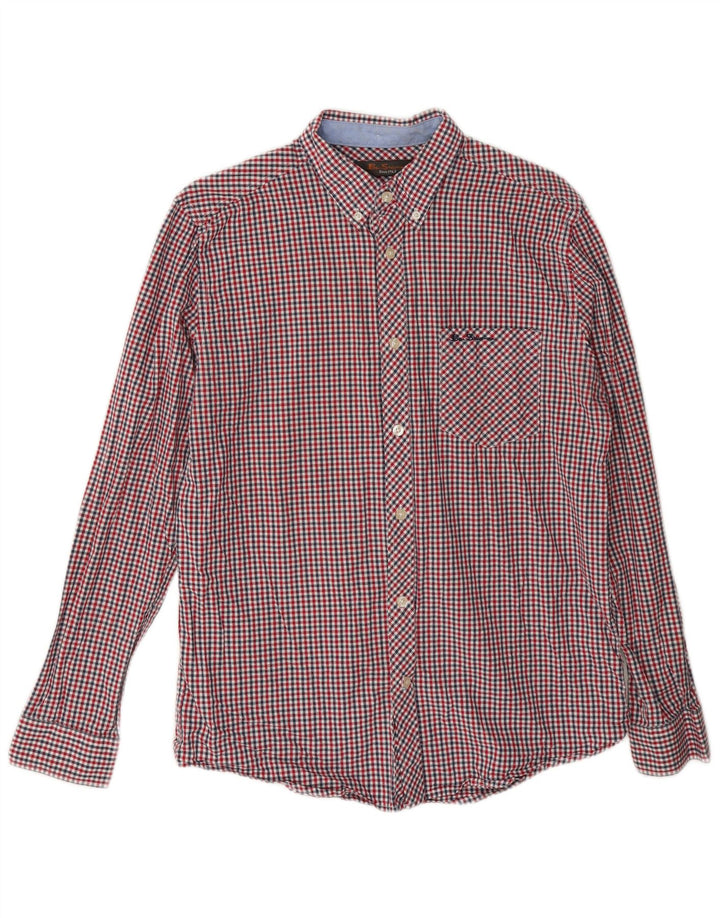Мужская рубашка стандартного кроя Ben Sherman, средний красный хлопок в мелкую клетку