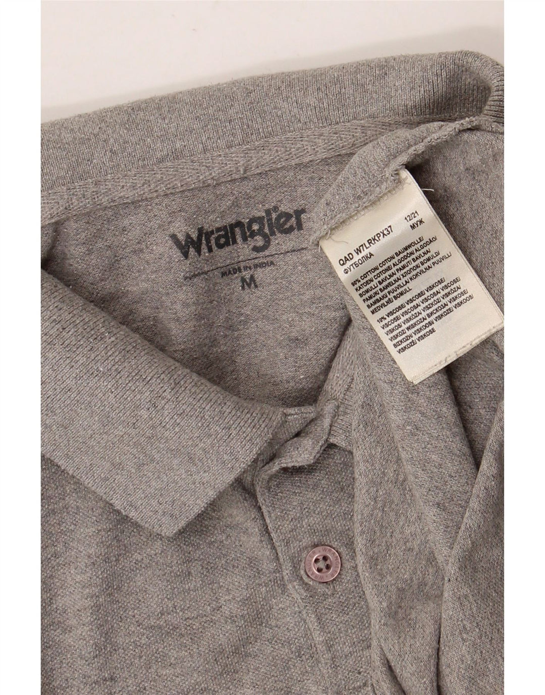 Мужская рубашка-поло WRANGLER, хлопковая ткань среднего серого цвета с крапинками