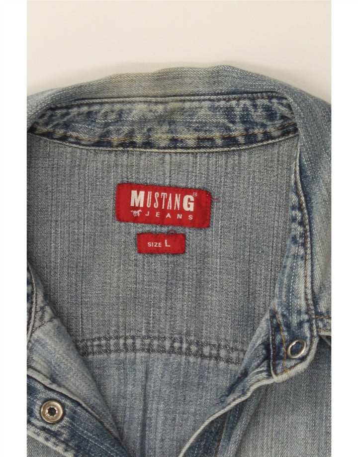 MUSTANG Womens Denim Shirt UK 14 Large Blue Cotton Vintage Mustang and Second-Hand Mustang from Messina Hembry 