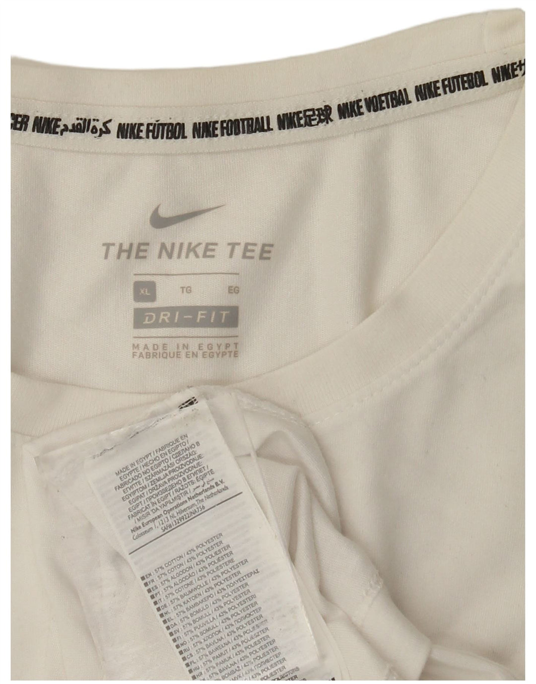 NIKE Mens Dri Fit Graphic Top Long Sleeve XL White Cotton