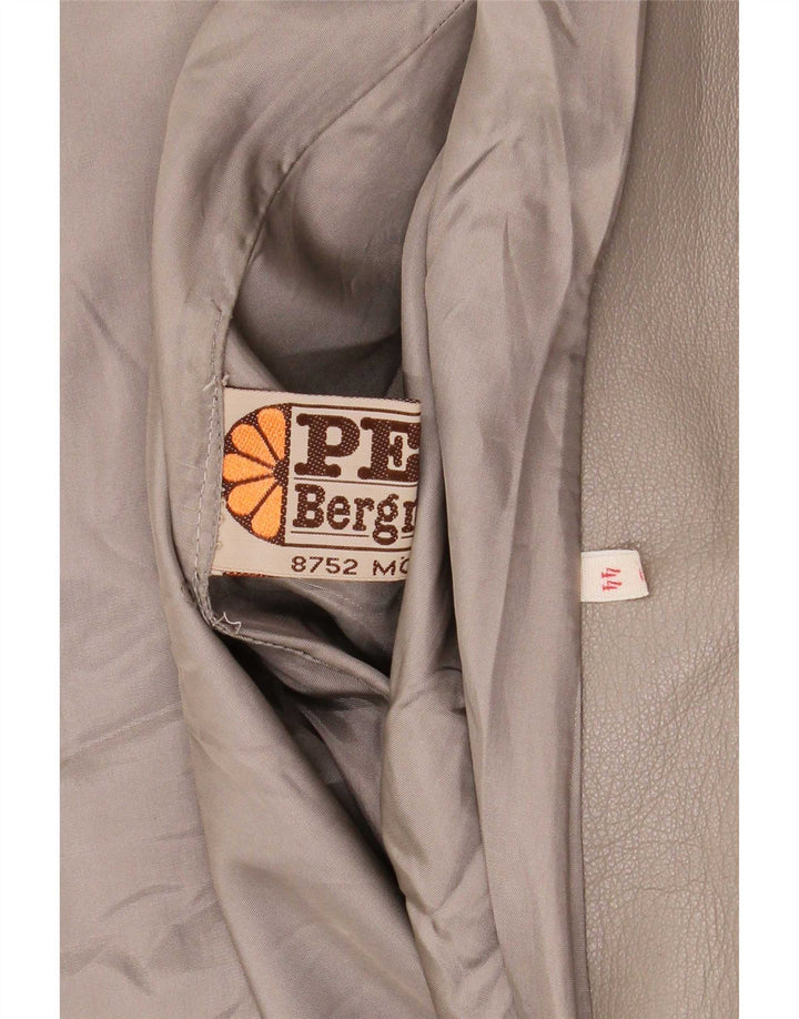 Винтажное женское кожаное пальто оверсайз IT 44 Medium Grey