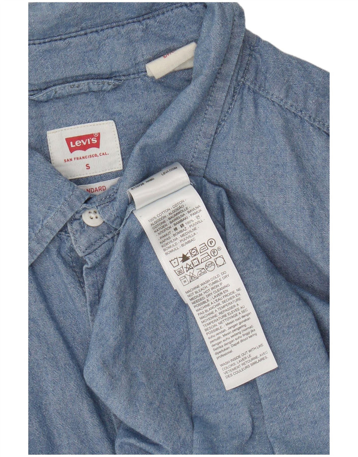 Мужская стандартная рубашка с коротким рукавом Levi's, маленькая синяя, хлопок