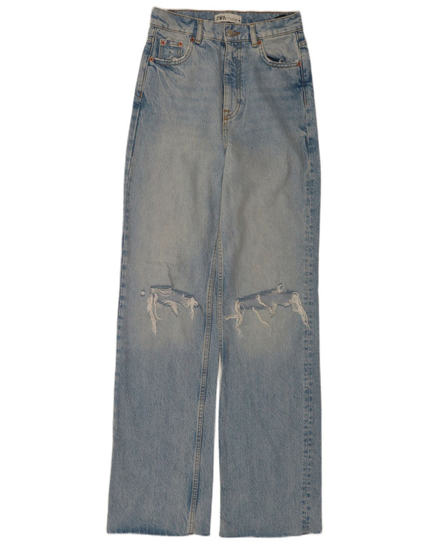 Женские потертые широкие джинсы Zara EU 34 2XS W24 L34, синий хлопок