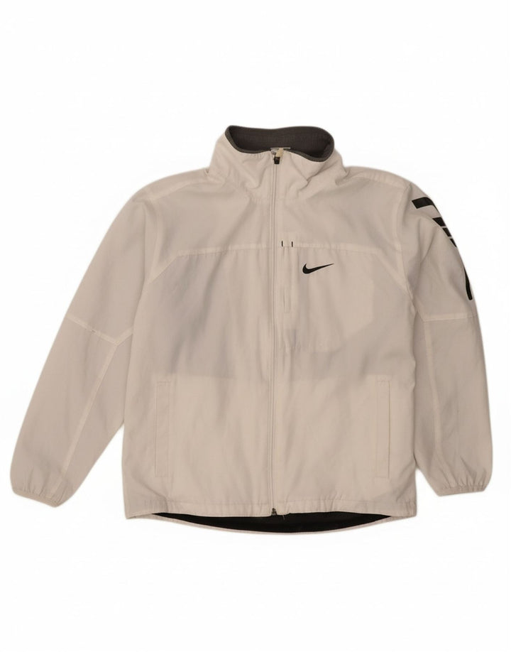 NIKE Boys Graphic Tracksuit Top Jacket 12-13 Years Large  White Polyester