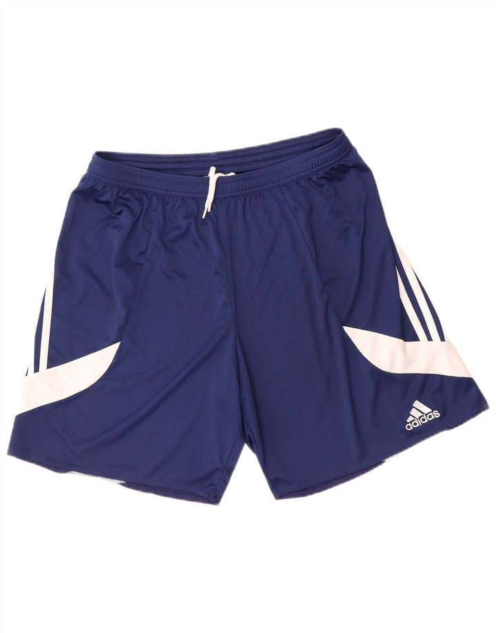 Мужские спортивные шорты Adidas Climalite, большие темно-синие, полиэстер с цветными блоками