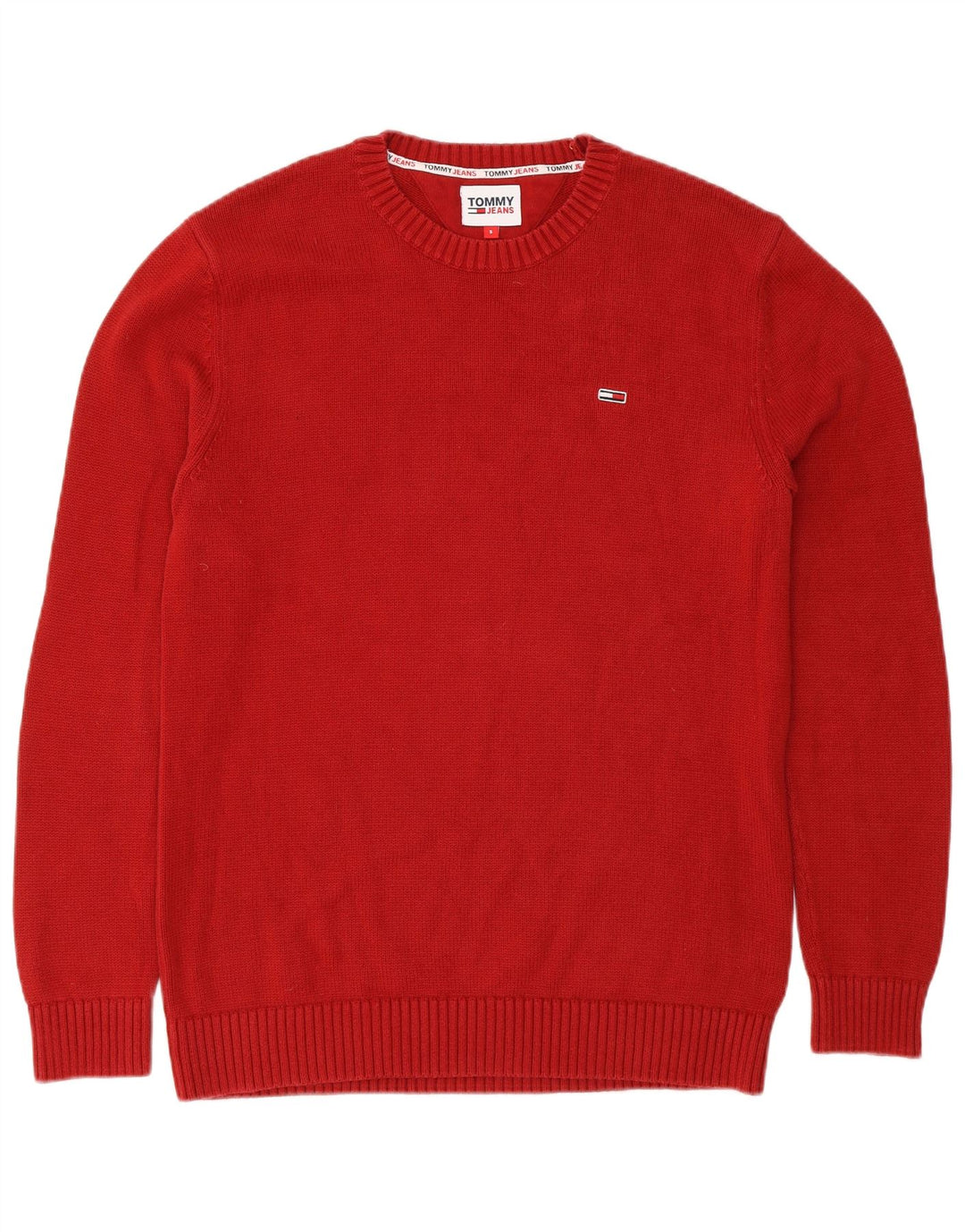 Мужской джемпер с круглым вырезом Tommy Hilfiger, маленький красный хлопковый свитер