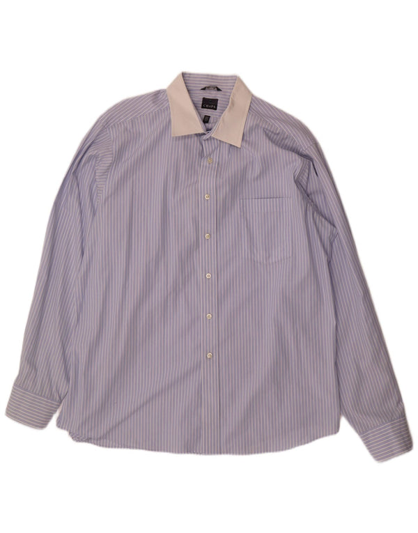 Chaps Mens Classic Fit Shirt Size 17 1/2 XL Blue Pinstripe Cotton