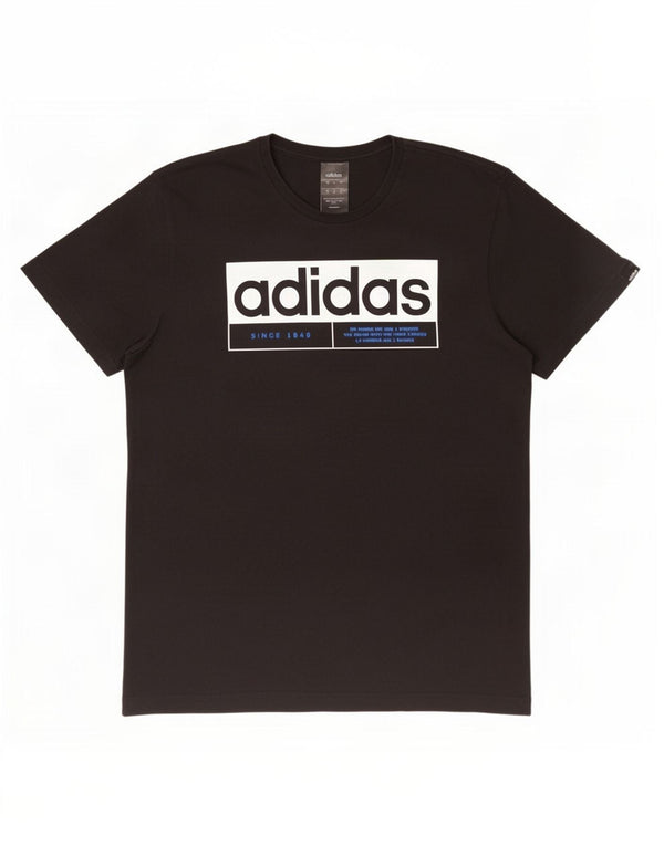 Adidas Мужская футболка с тремя полосками и графическим рисунком Топ среднего размера, черный хлопок