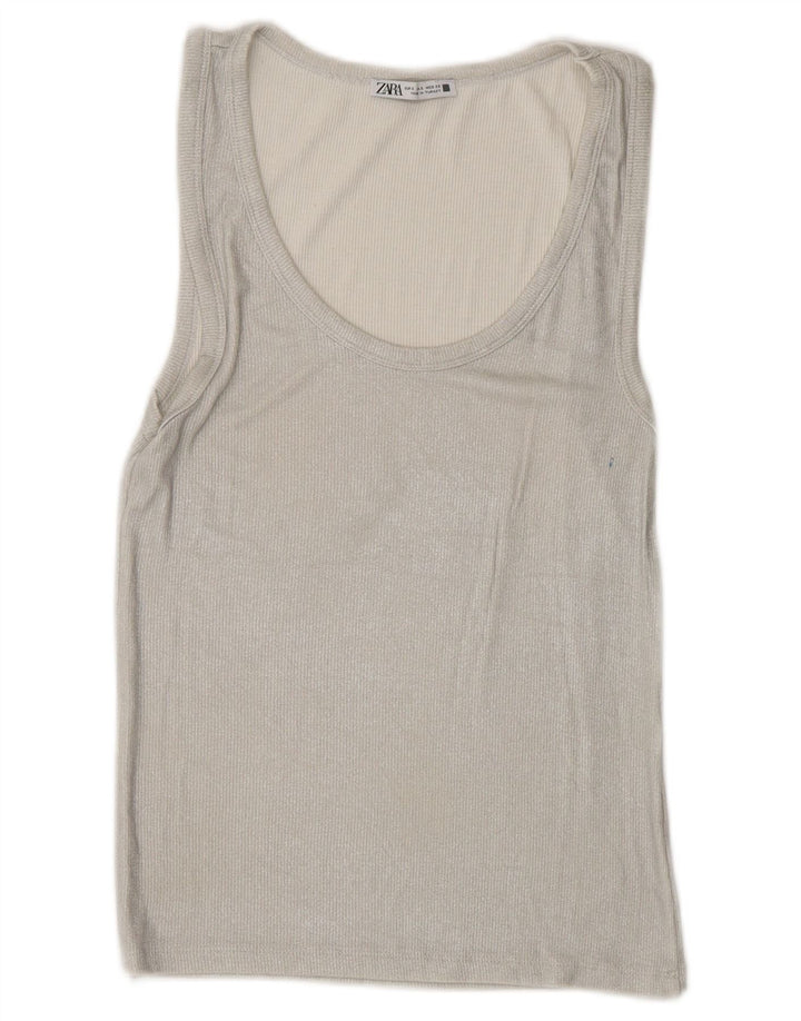 Женский жилет Zara UK 8, маленький серебристый