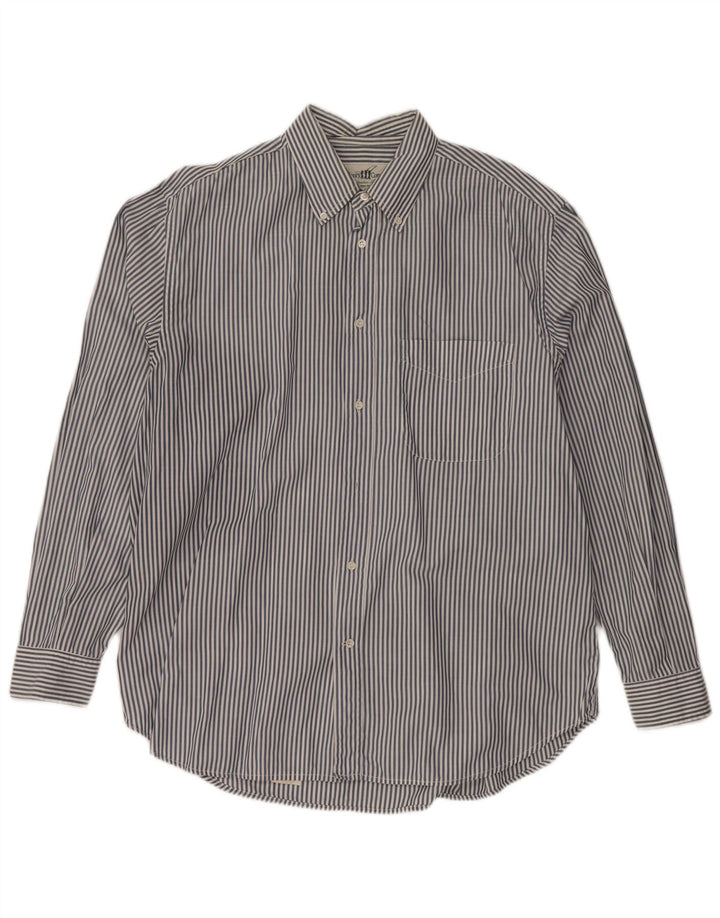 Мужская рубашка HENRY COTTONS, размер 43 XL, темно-синяя, хлопковая в тонкую полоску