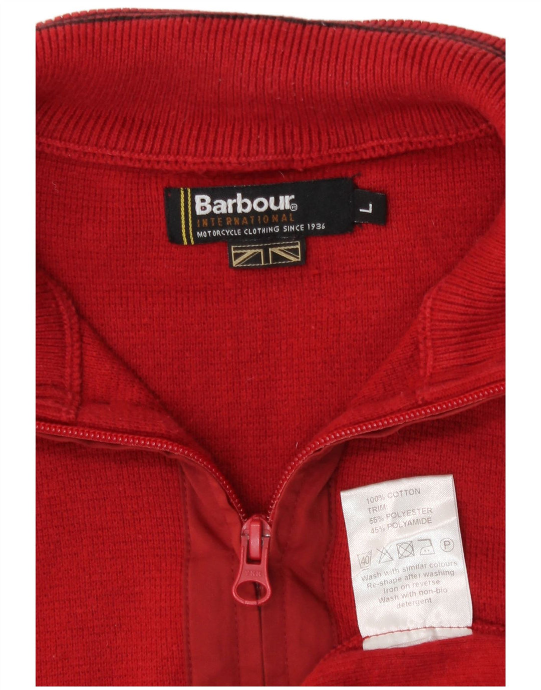 Мужской джемпер с воротником на молнии Barbour, большой бордовый хлопковый свитер