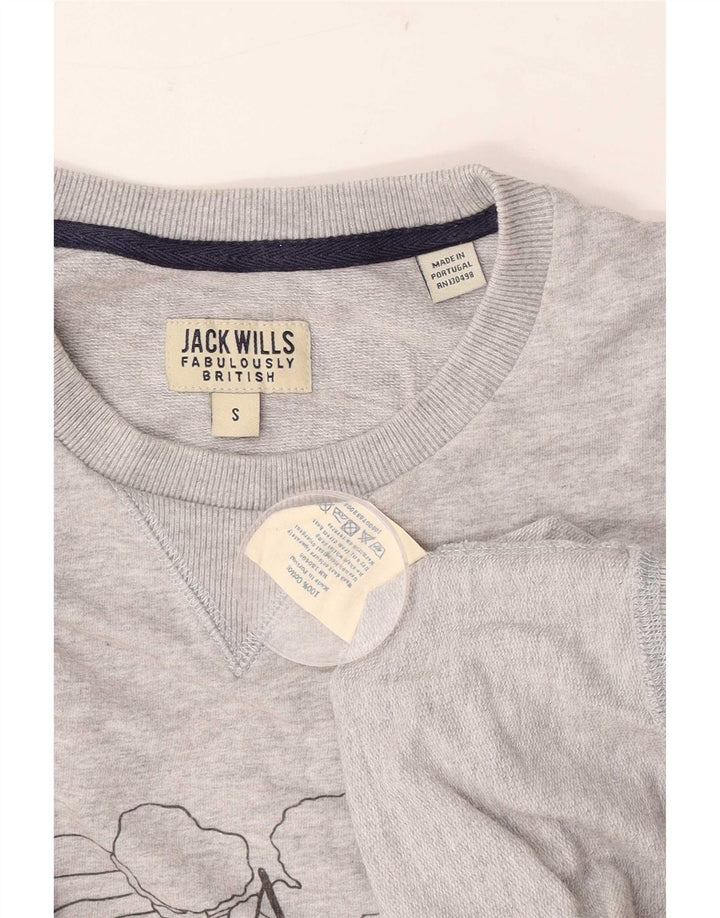 Мужской свитшот с рисунком Jack Wills, маленький серый хлопковый джемпер