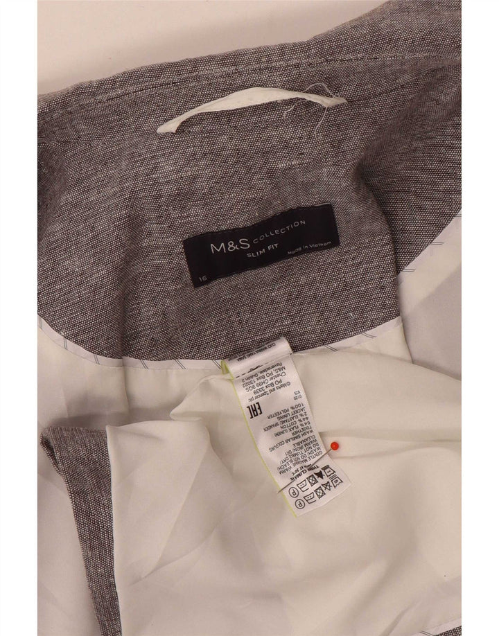 Женский приталенный пиджак с 1 пуговицей Marks & Spencer, Великобритания 16, большой серый