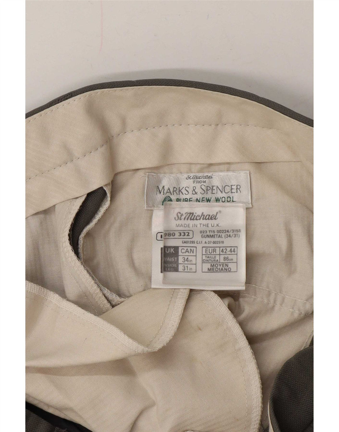 Мужские костюмные брюки Marks & Spencer St. Michael W34 L31 серые шерстяные