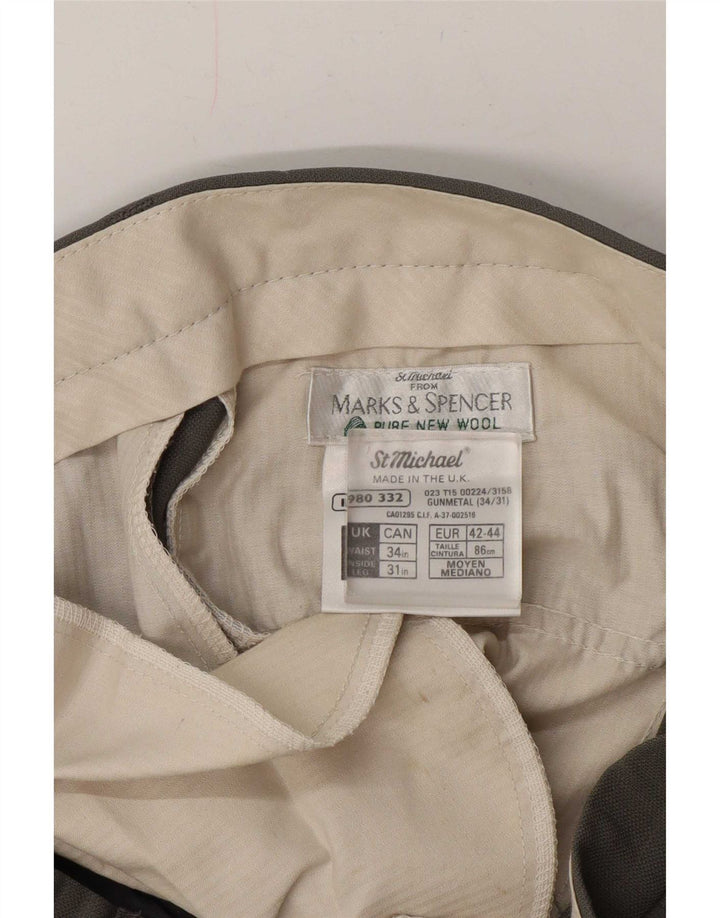 Мужские костюмные брюки Marks & Spencer St. Michael W34 L31 серые шерстяные