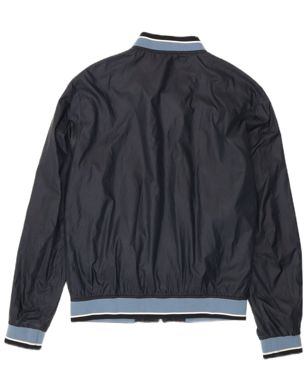 Мужская куртка-бомбер Zara UK 40, большая темно-синяя, полиэстер с цветными блоками