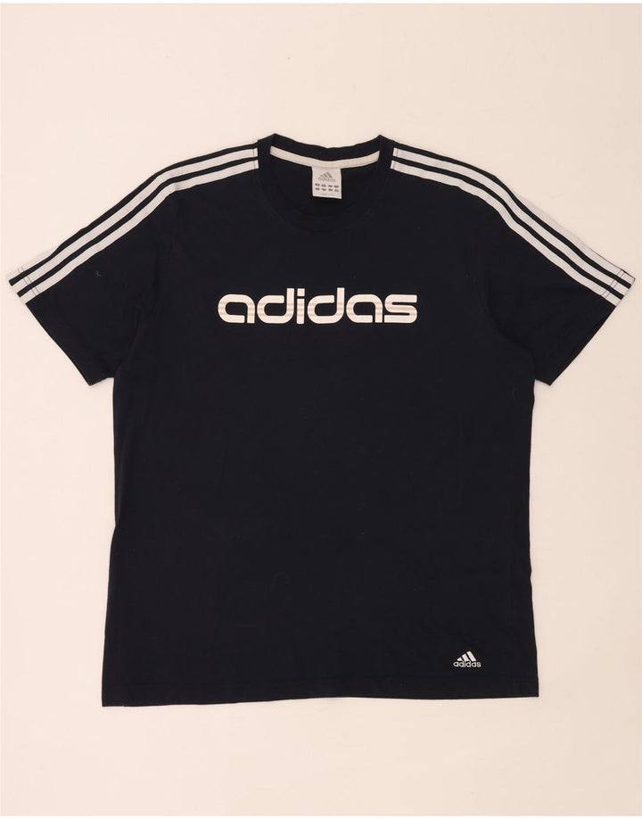 Мужская футболка с рисунком Adidas, большая, темно-синяя