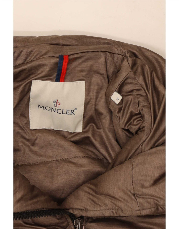 Moncler Женская стеганая куртка, размер 2, маленький коричневый полиэстер