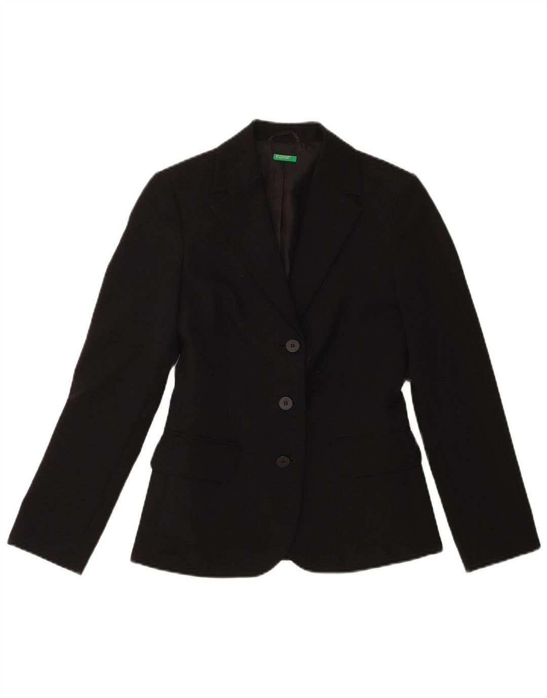 BENETTON Womens 3 Button Blazer Jacket IT 38 XS Black Polyester