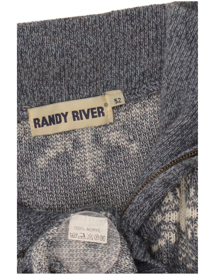 Мужской джемпер с воротником на молнии Randy River IT 52, большой серый с геометрическим узором