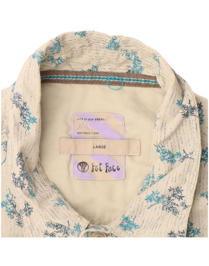 Мужская рубашка с коротким рукавом FAT FACE, большой белый хлопок с цветочным принтом