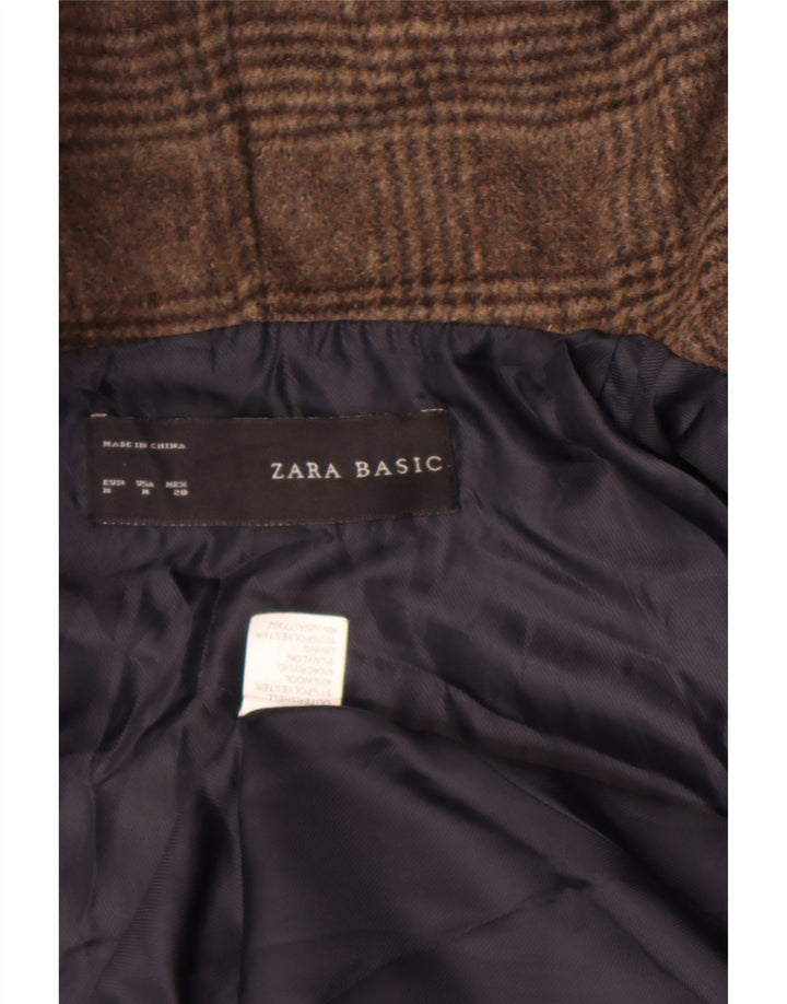 Женский бомбер Zara с открытым капюшоном UK 14, средний коричневый полиэстер в клетку