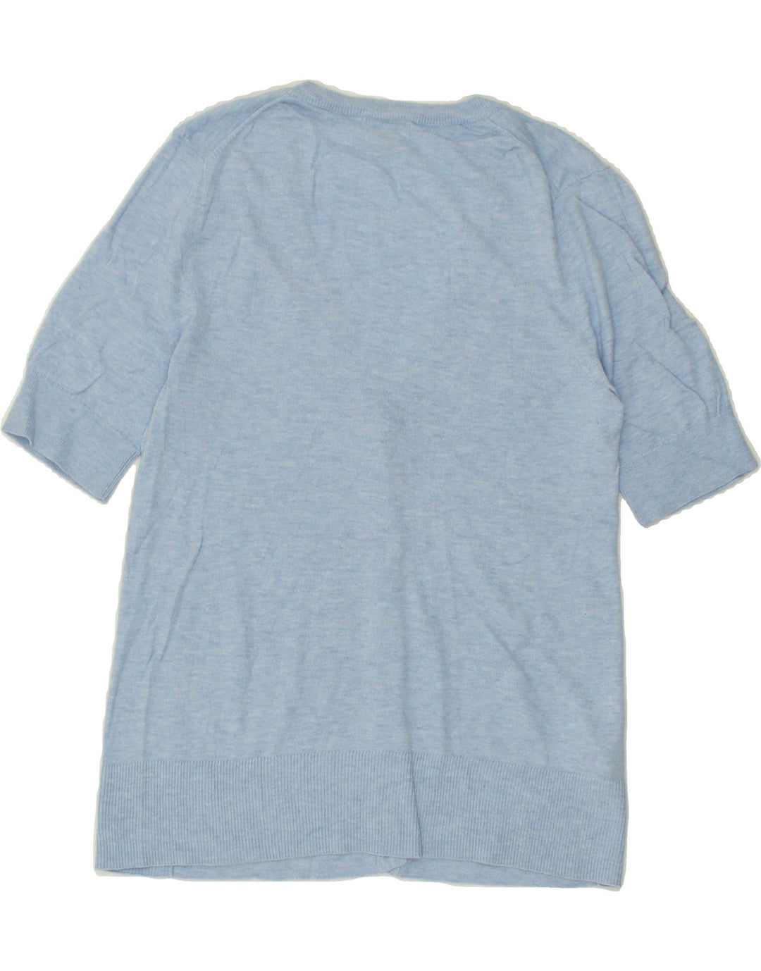 EDDIE BAUER Womens Short Sleeve Cardigan Sweater UK 14 Medium Blue Cotton | Vintage Eddie Bauer | Thrift | Second-Hand Eddie Bauer | Used Clothing | Messina Hembry 