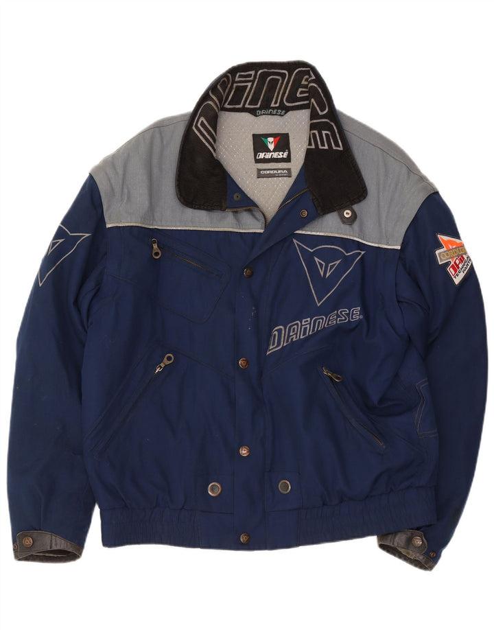 Мужская куртка-гонщик Dainese с графическим рисунком, размер 54, большая, темно-синяя, с цветными блоками