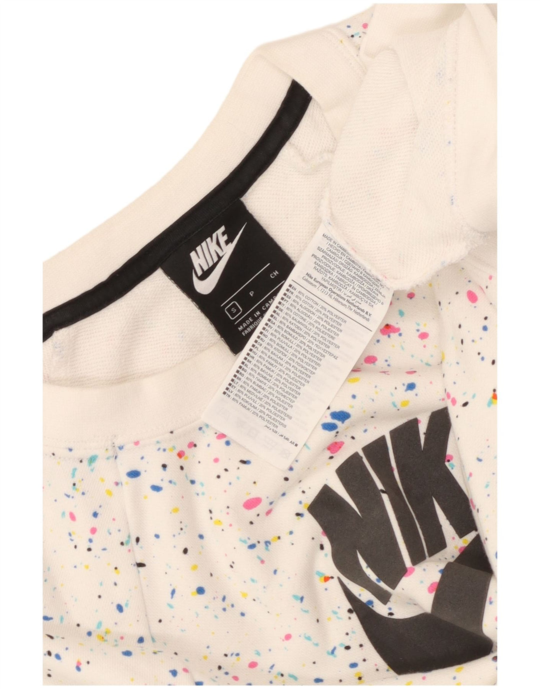 Женский джемпер большого размера с рисунком Nike UK 10, маленький белый в пятнистый цвет
