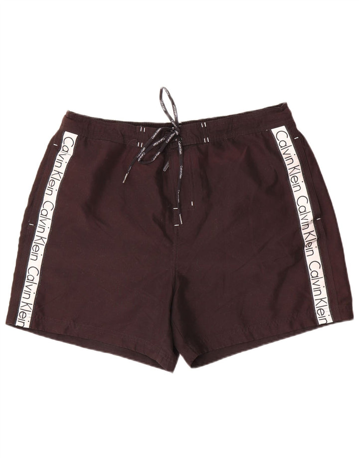 Мужские шорты для плавания с рисунком Calvin Klein XL, черные, полиэстер с цветными блоками
