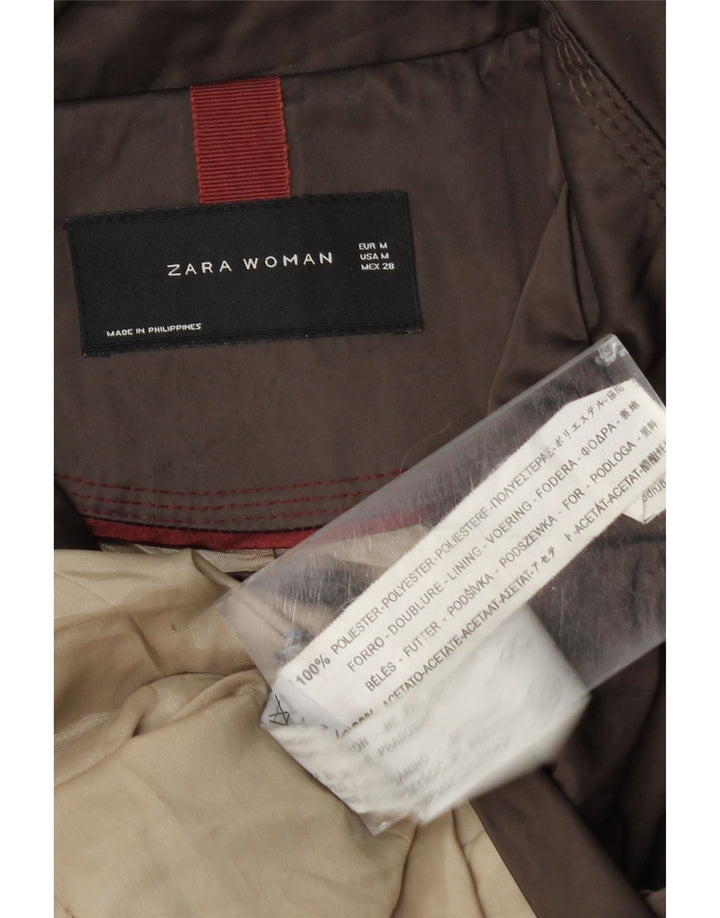 Женское полупальто Zara UK 14, средний коричневый полиэстер