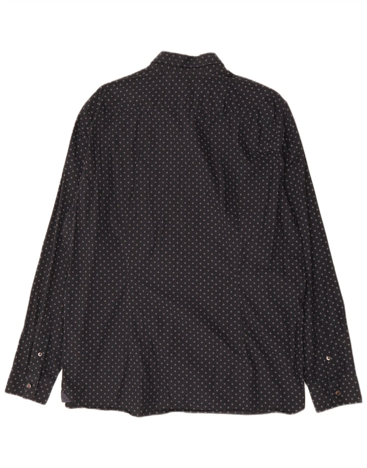 Мужская рубашка Ted Baker, размер 6, 2XL, черный хлопок с геометрическим рисунком