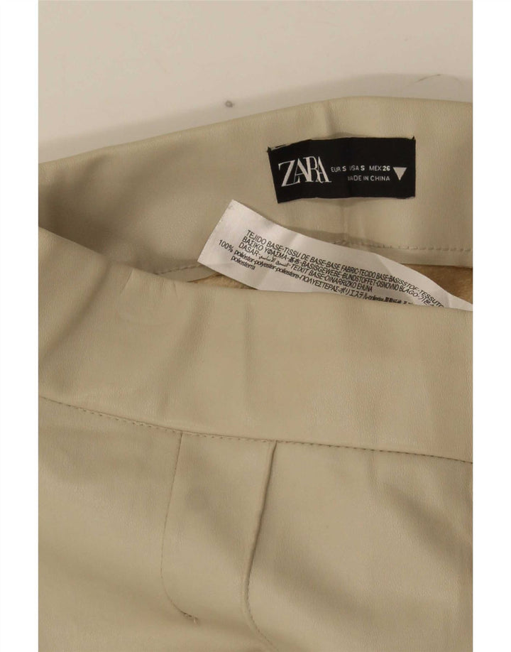 Женские прямые повседневные брюки Zara, маленькие W26 L26, бежевый полиэстер