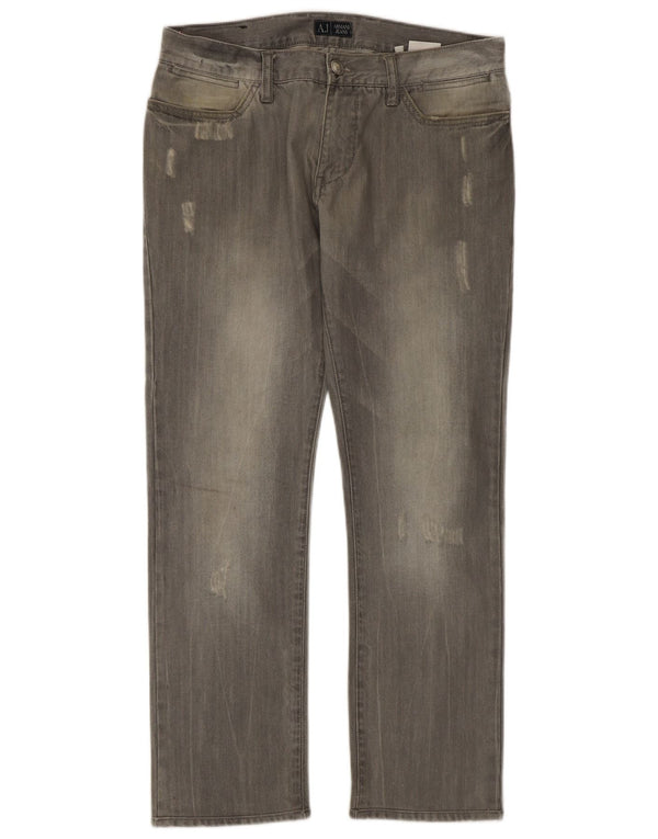 Мужские прямые джинсы Armani W32 L29, серый хлопок