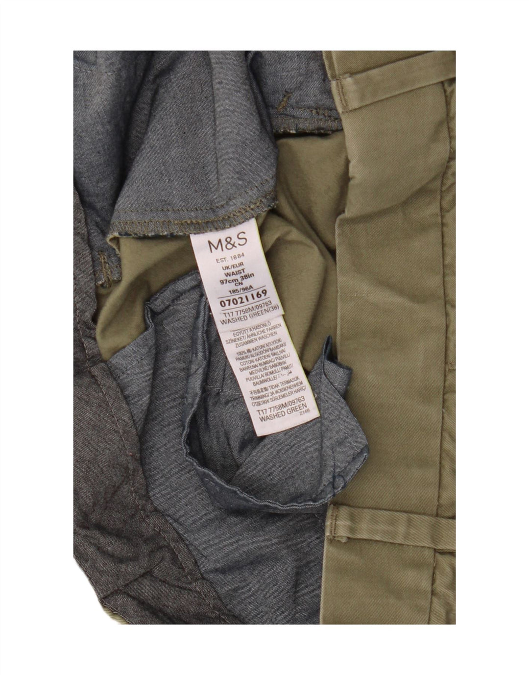 Мужские шорты чинос Marks & Spencer W38 XL, зеленый хлопок