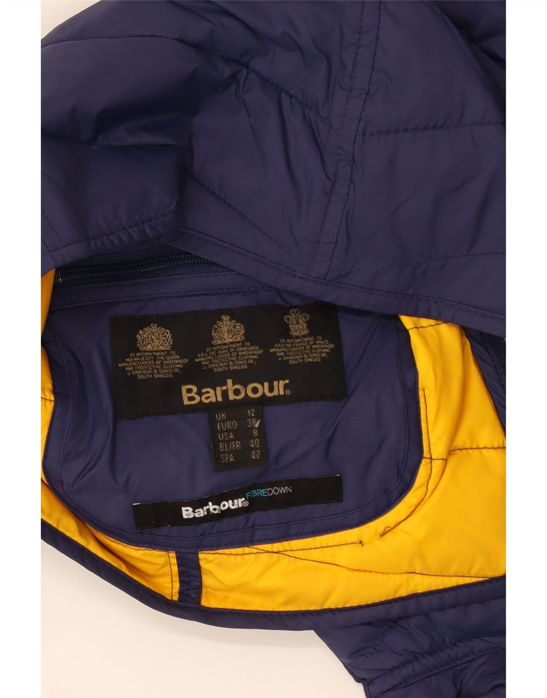 Женская стеганая куртка с капюшоном Barbour UK 12, средний темно-синий