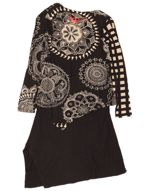 Женское асимметричное платье с рисунком Desigual UK 14, средний черный с цветочным принтом