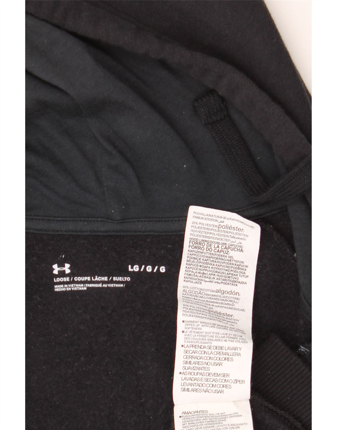 Мужской свитер с капюшоном на молнии Under Armour, большой черный, хлопковый